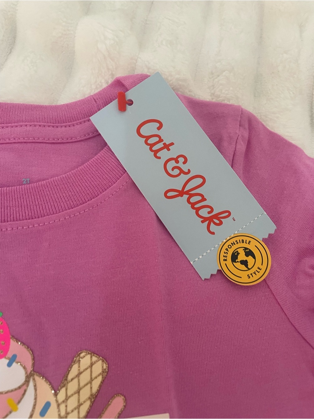 Cat & Jack Girls' Mixed Outfit - Pink Tops, Denim Jeans, Black Sparkle Leggings - Picture 4 of 6